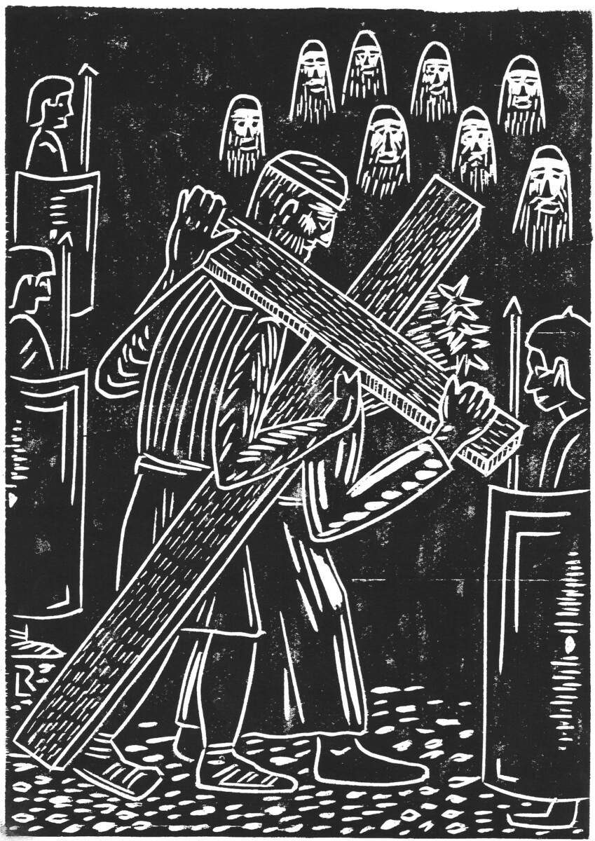 KREUZWEG 5. Station: Simon von Cyrene hilft das Kreuz tragen